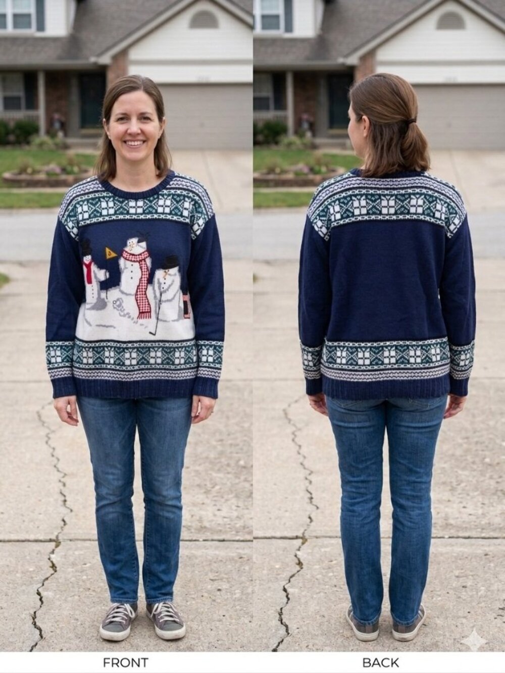 Vintage EP Pro Golf Snowman Sweater XL Navy Blue Cotton Holiday Christmas
